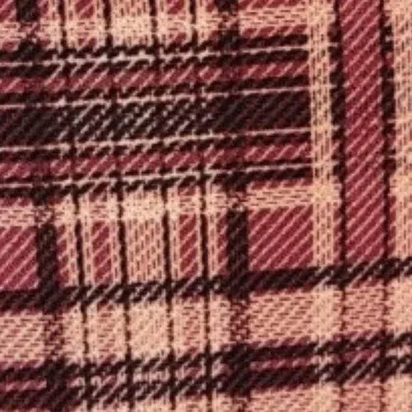 Elle plaid women's XL top and scarf, 2 pc. set. maroon/pink. - Picture 3 of 7